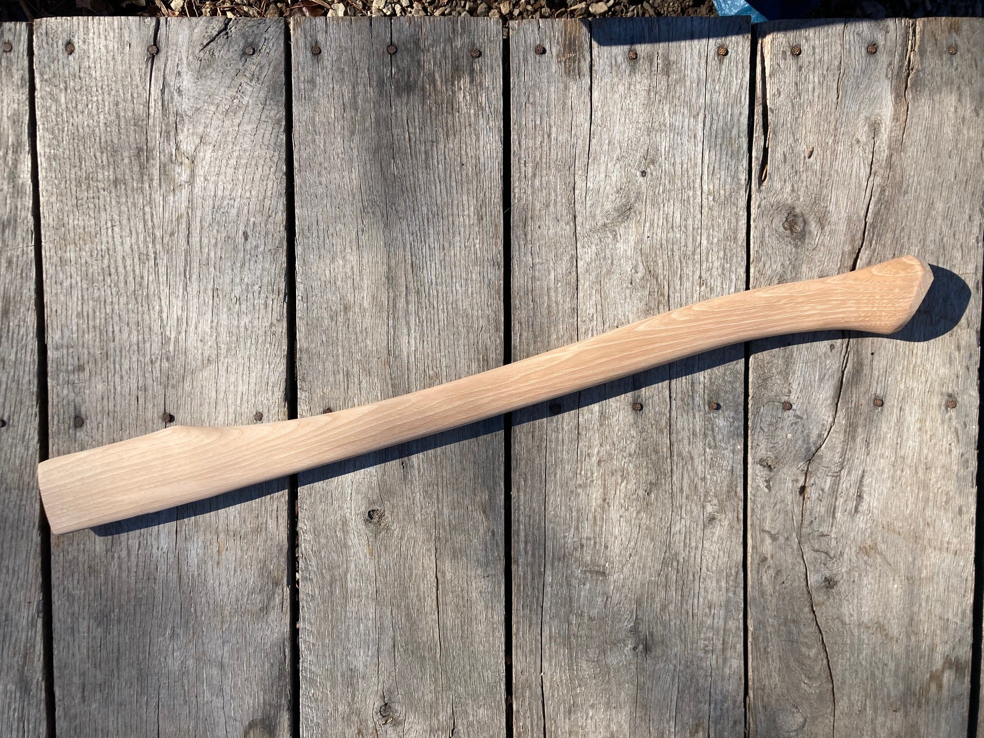 Beaver Tooth 28" Curved Single Bit Hickory Axe Handle. Plain Sanded Made in USA