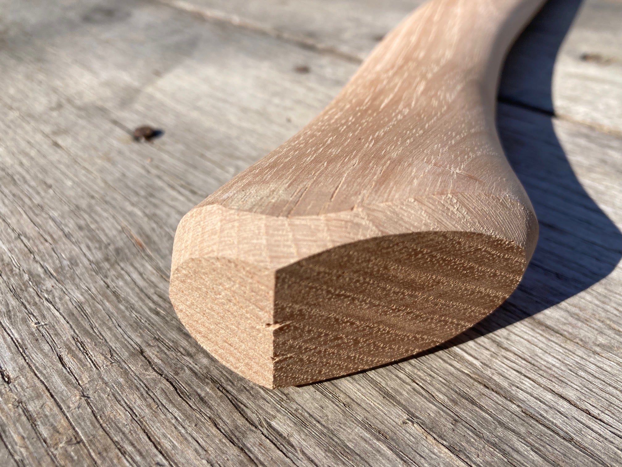 Beaver Tooth 28" Curved Single Bit Hickory Axe Handle. Plain Sanded Made in USA