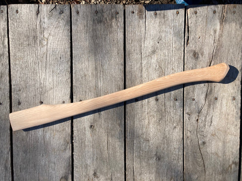 Beaver Tooth 28" Curved Single Bit Hickory Axe Handle. Plain Sanded Made in USA