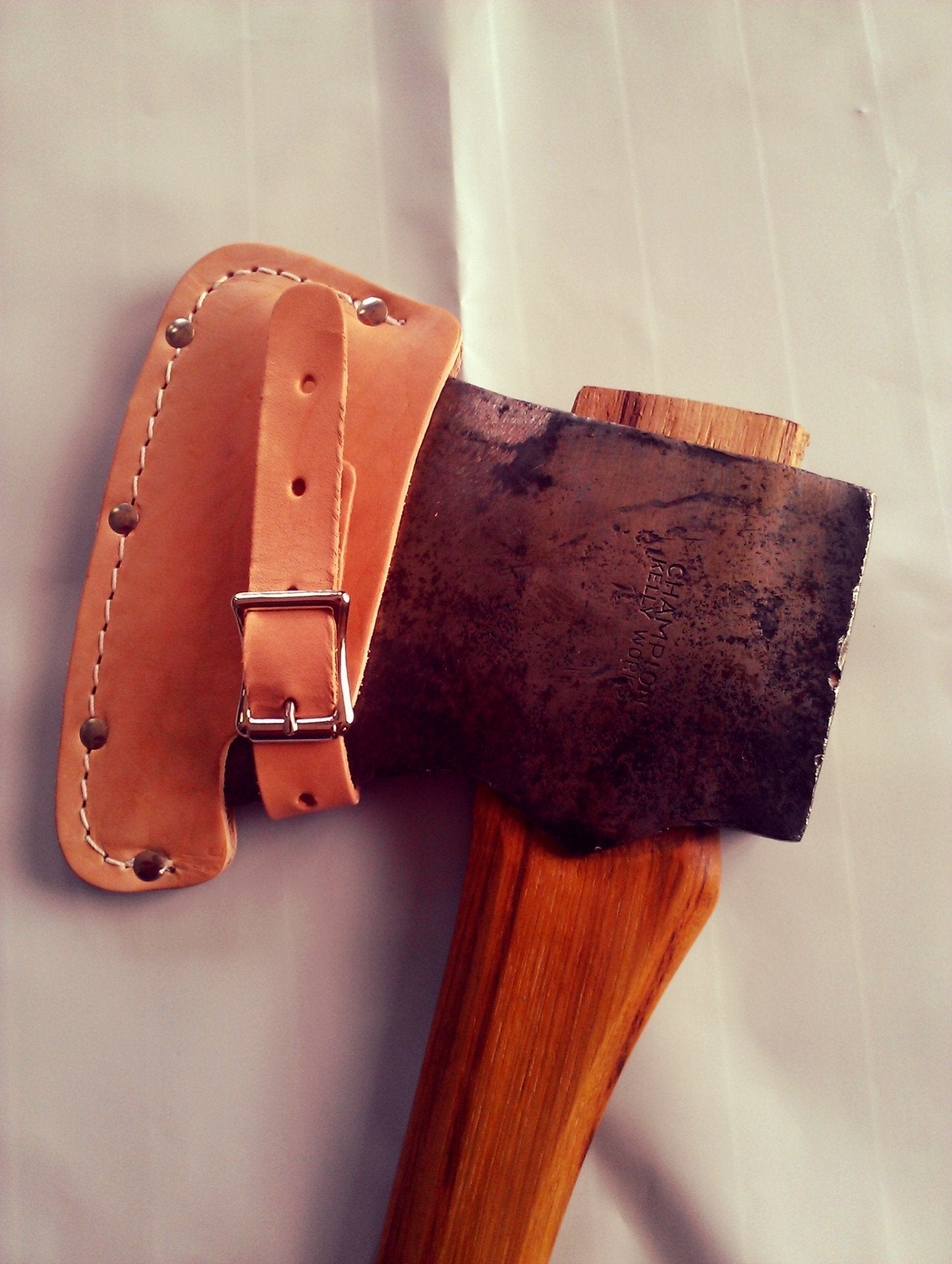 Leather Sheath 5-1/ 2" Single Bit Blade Kelly Perfect Jersey Pattern Top Grain - Beaver-Tooth Handle Co.
 - 3