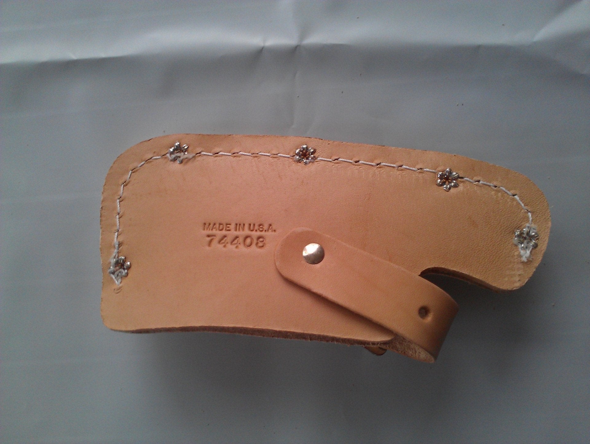 Leather Sheath 5-1/ 2" Single Bit Blade Kelly Perfect Jersey Pattern Top Grain - Beaver-Tooth Handle Co.
 - 4